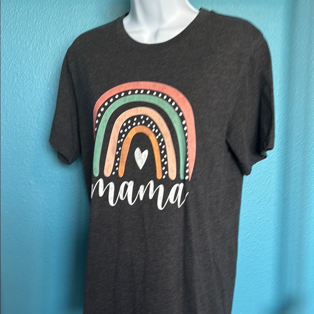 Gray Mama Shirt with Rainbow Design Medium 🌈